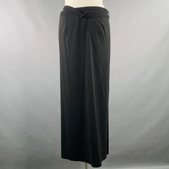 JEAN PAUL GAULTIER Size XL Black Wool Silk Wrap Around Skirt - Picture 3 of 7